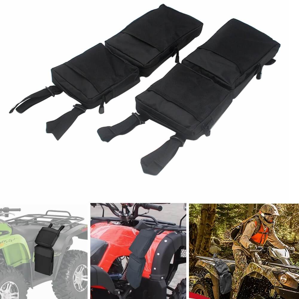 Universal Black ATV UTV Fender Bags Oxford Saddle Bag Waterproof